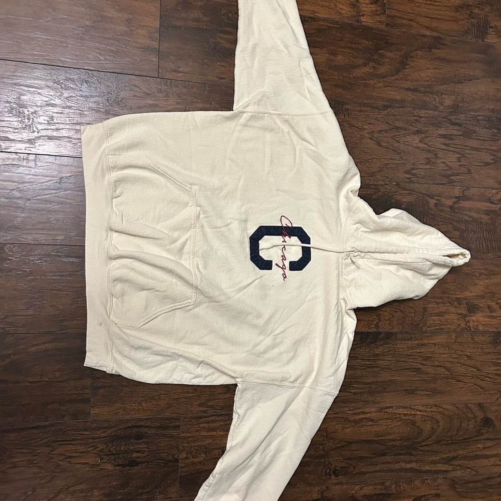 Cream Hoodie with Embroidered Chicago Logo
